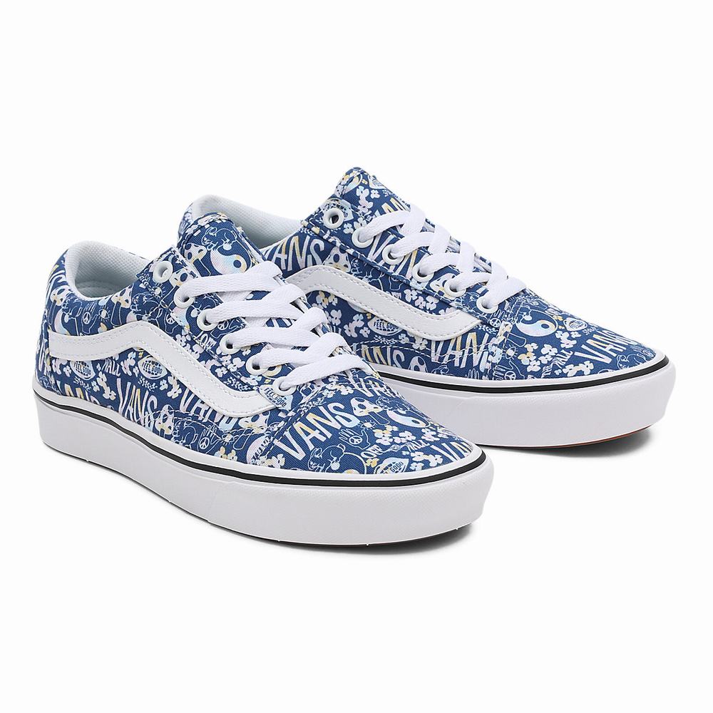 Women\'s Vans Pastel Tie Dye ComfyCush Old Skool Sneakers Blue / White | USA43671