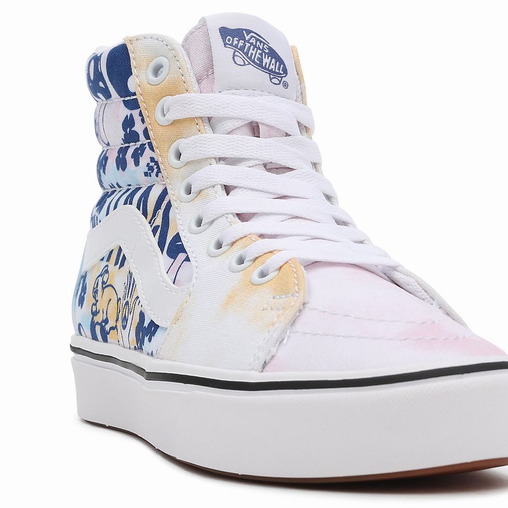 Women's Vans Pastel Tie Dye ComfyCush Sk8-Hi Sneakers Blue / White | USA19582