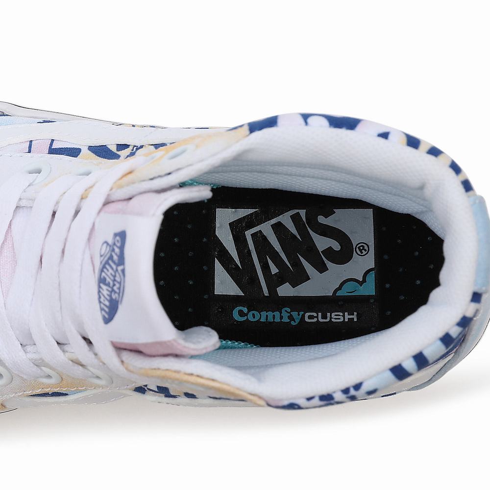 Women's Vans Pastel Tie Dye ComfyCush Sk8-Hi Sneakers Blue / White | USA19582