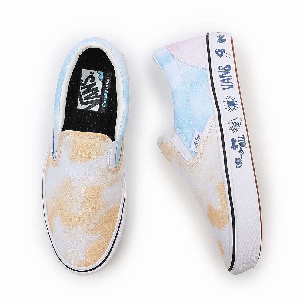 Women's Vans Pastel Tie Dye ComfyCush Slip On Shoes Blue / White | USA94710