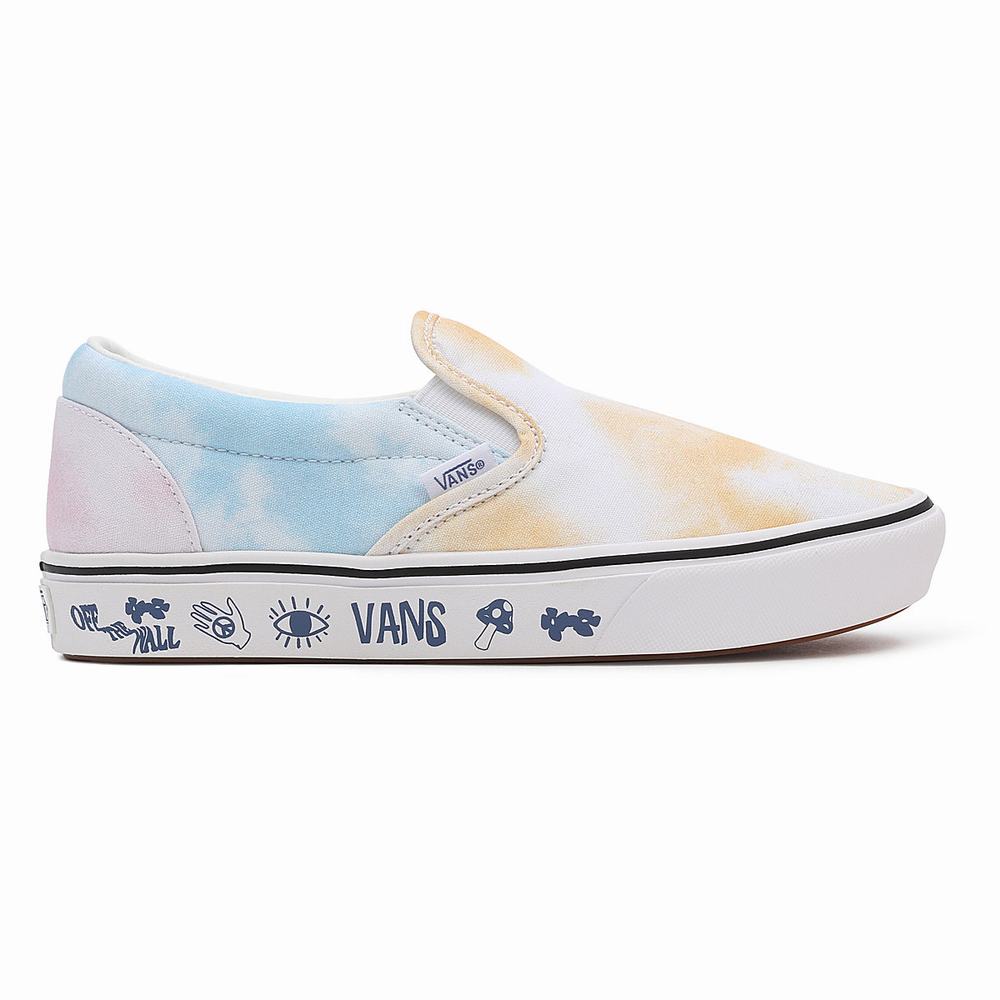 Women's Vans Pastel Tie Dye ComfyCush Slip On Shoes Blue / White | USA94710