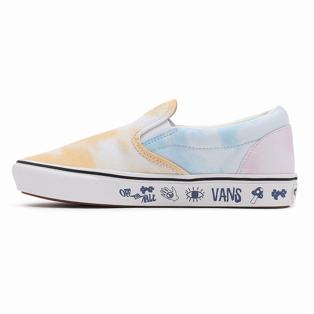 Women's Vans Pastel Tie Dye ComfyCush Slip On Shoes Blue / White | USA94710