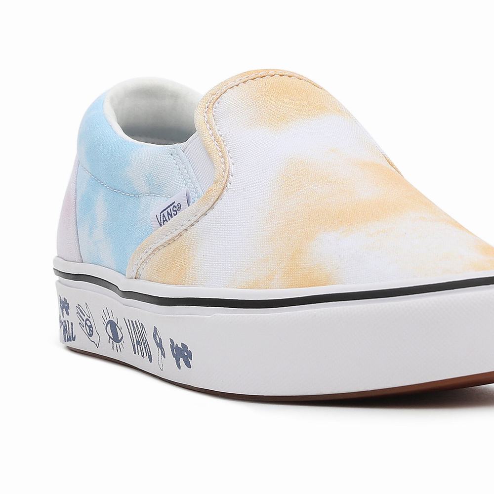 Women's Vans Pastel Tie Dye ComfyCush Slip On Shoes Blue / White | USA94710