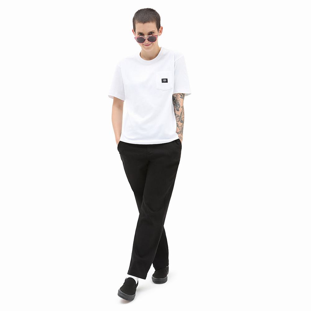 Women's Vans Patched up Pocket T Shirts White | USA08135