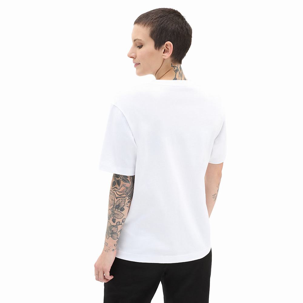 Women's Vans Patched up Pocket T Shirts White | USA08135