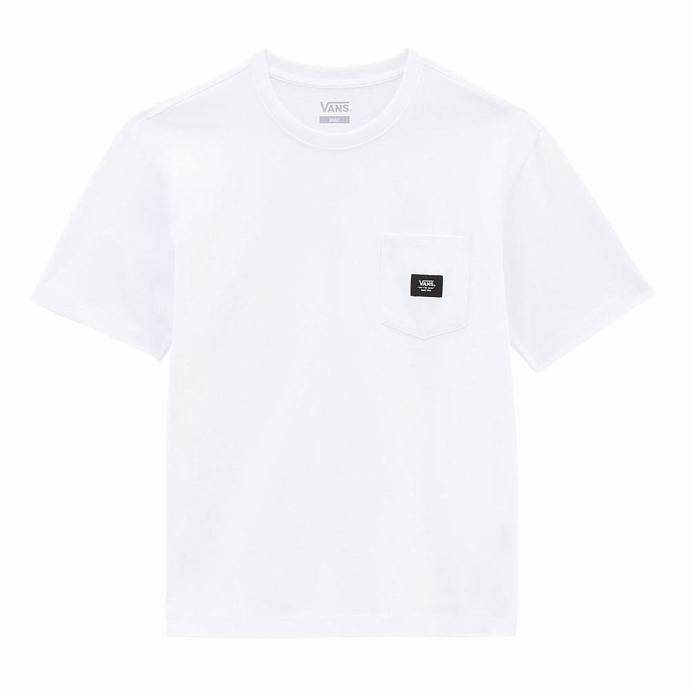 Women's Vans Patched up Pocket T Shirts White | USA08135