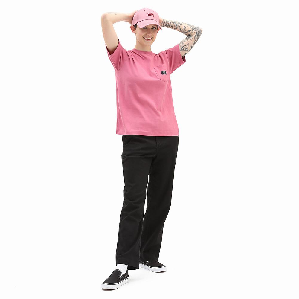 Women's Vans Patched up Pocket T Shirts Pink | USA68409