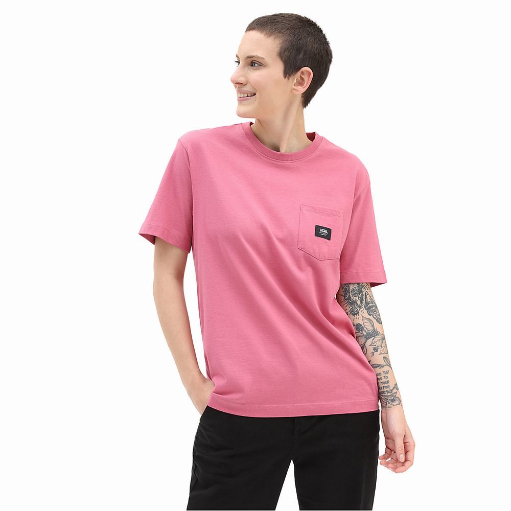 Women\'s Vans Patched up Pocket T Shirts Pink | USA68409