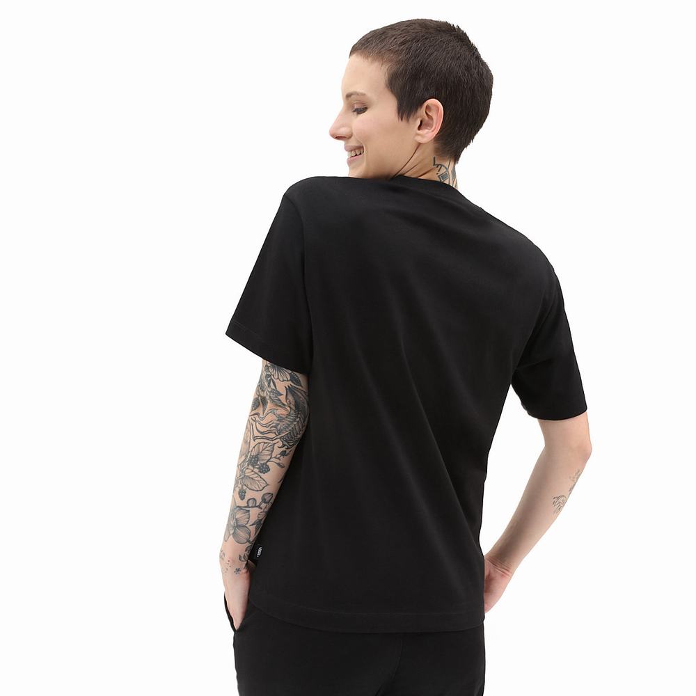 Women's Vans Patched up Pocket T Shirts Black | USA86321