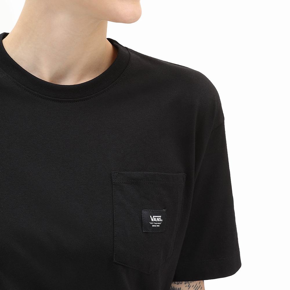 Women's Vans Patched up Pocket T Shirts Black | USA86321