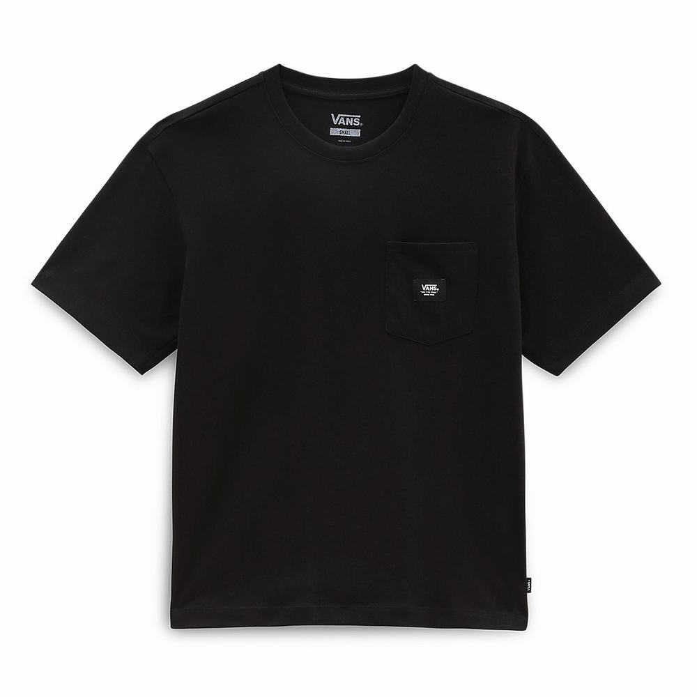 Women's Vans Patched up Pocket T Shirts Black | USA86321