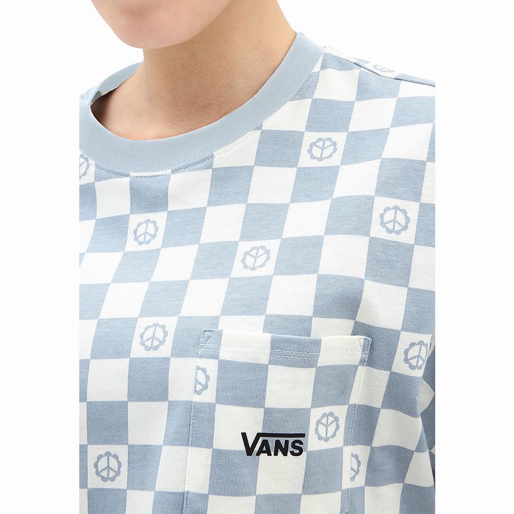 Women's Vans Peace Pocket T Shirts Blue | USA61439