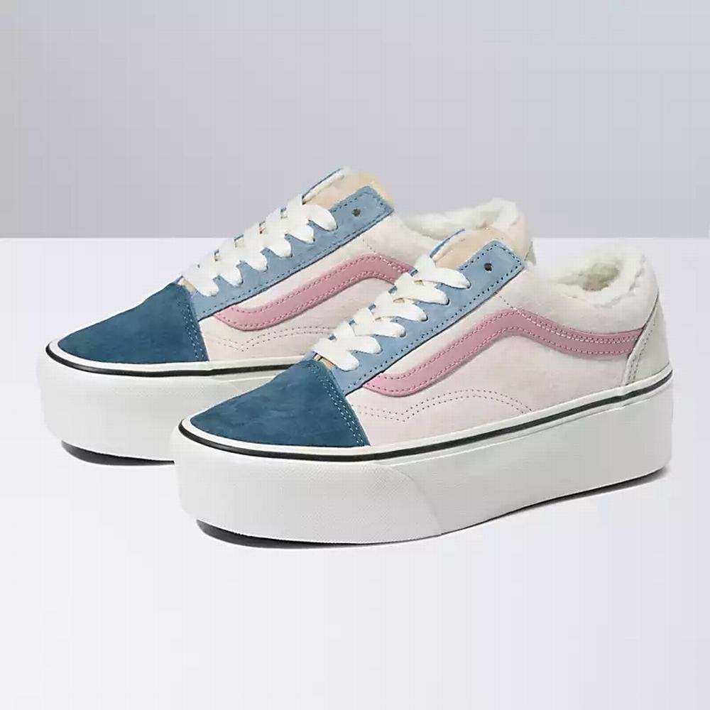 Women\'s Vans Pig Suede Sherpa Old Skool Stackform Sneakers Multicolor | USA17345