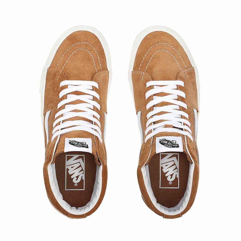 Women's Vans Pig Suede Sk8-Hi Sneakers Brown | USA89312