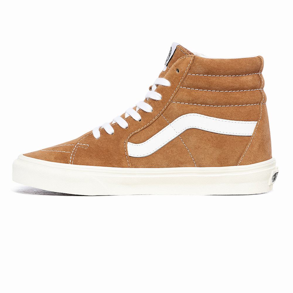 Women's Vans Pig Suede Sk8-Hi Sneakers Brown | USA89312