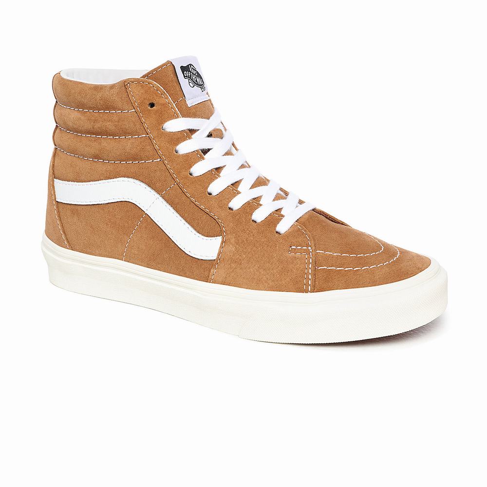 Women's Vans Pig Suede Sk8-Hi Sneakers Brown | USA89312