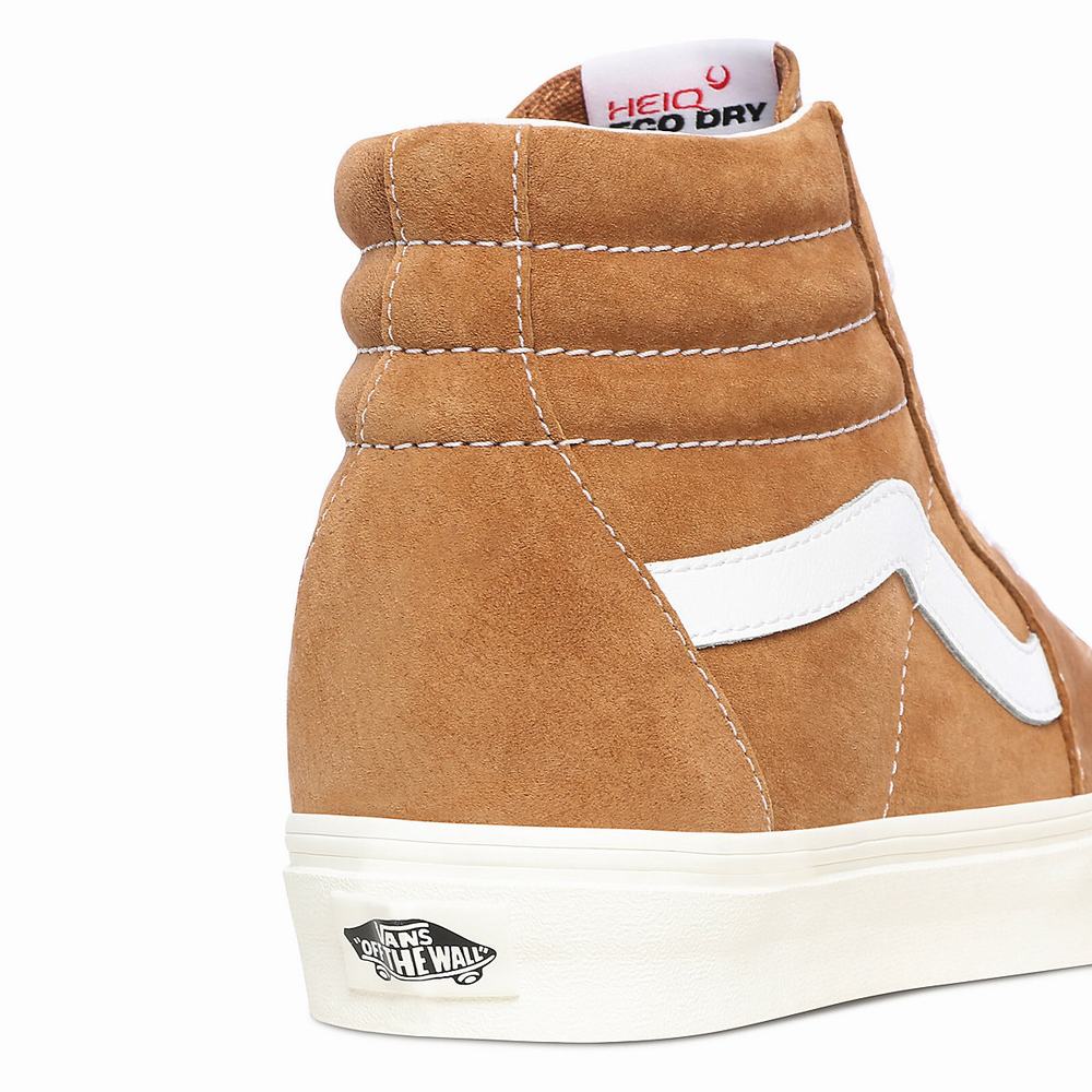 Women's Vans Pig Suede Sk8-Hi Sneakers Brown | USA89312