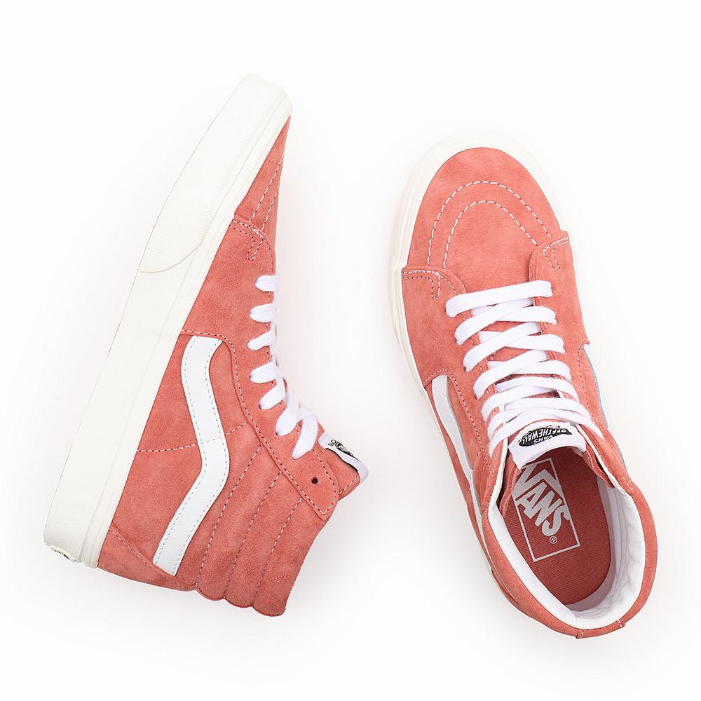 Women's Vans Pig Suede Sk8-Hi Sneakers Pink | USA21047