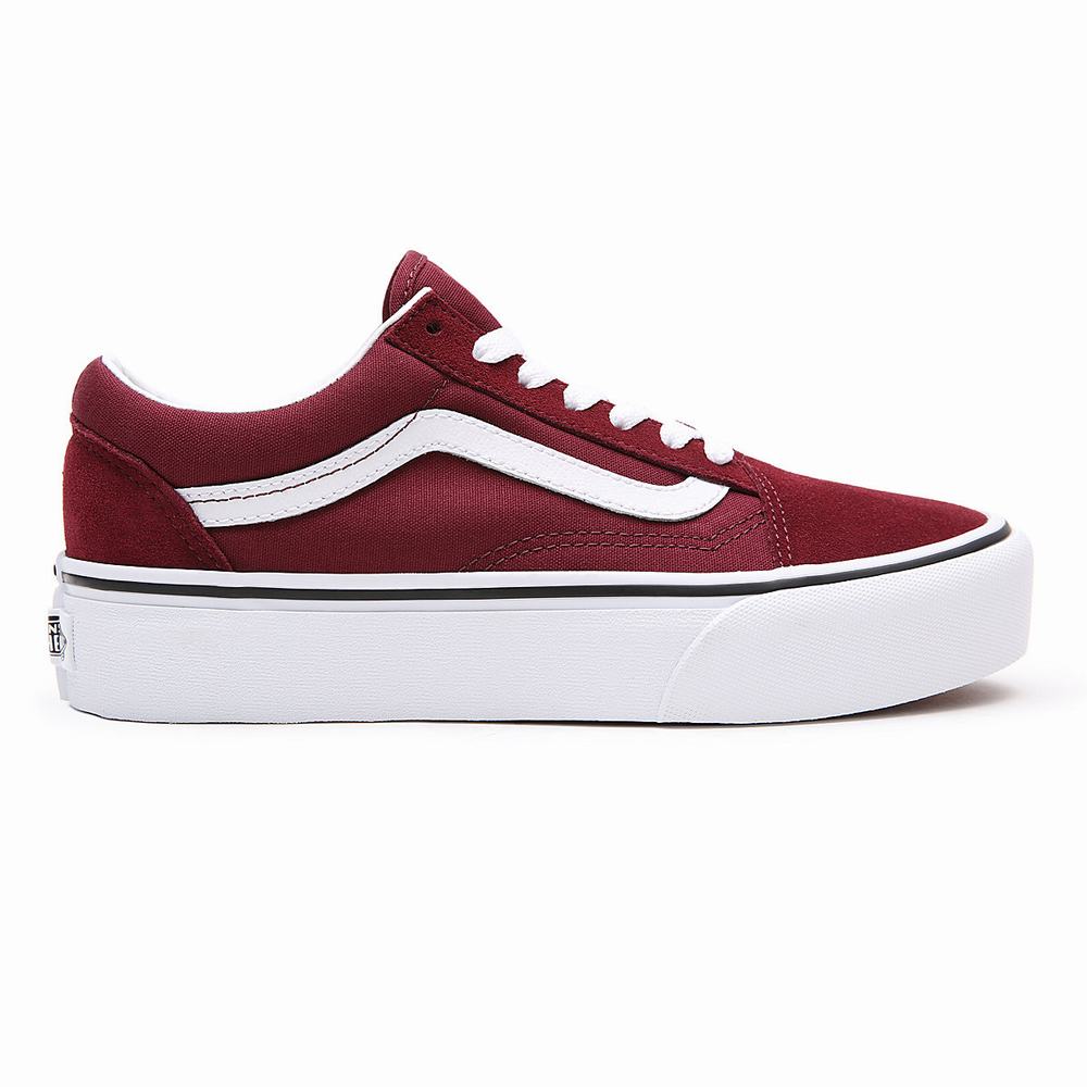 Women's Vans Platform Old Skool Platform Shoes Red | USA27158