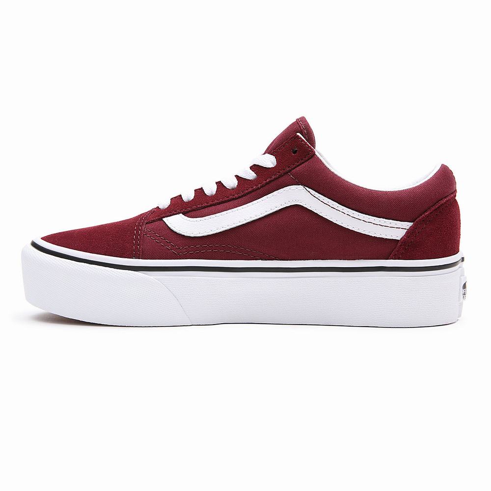 Women's Vans Platform Old Skool Platform Shoes Red | USA27158