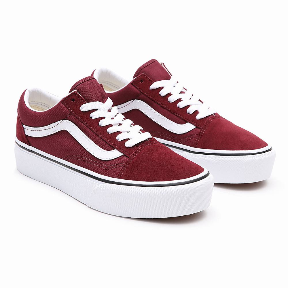 Women\'s Vans Platform Old Skool Platform Shoes Red | USA27158