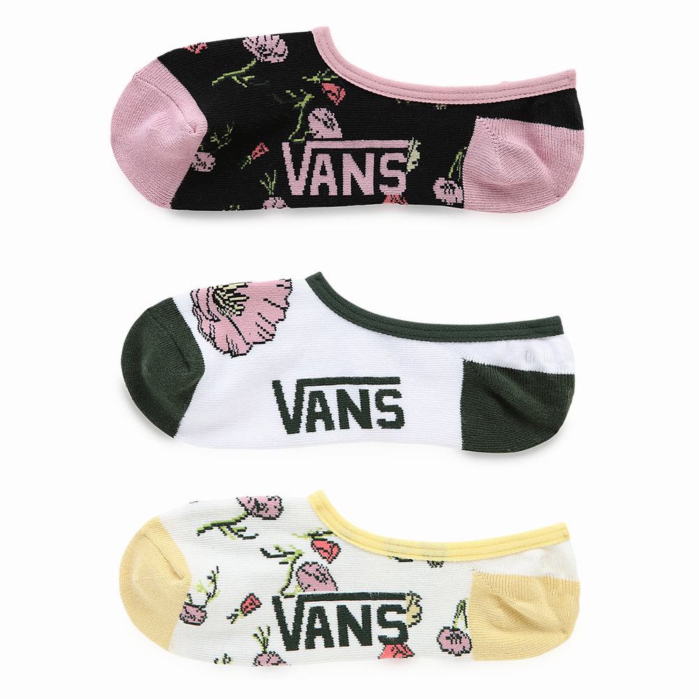 Women\'s Vans Poppy Ditsy Canoodle (3 pairs) Socks Pink | USA47963