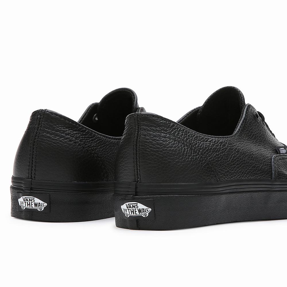 Women's Vans Premium Leather Authentic Decon Sneakers Black | USA25386