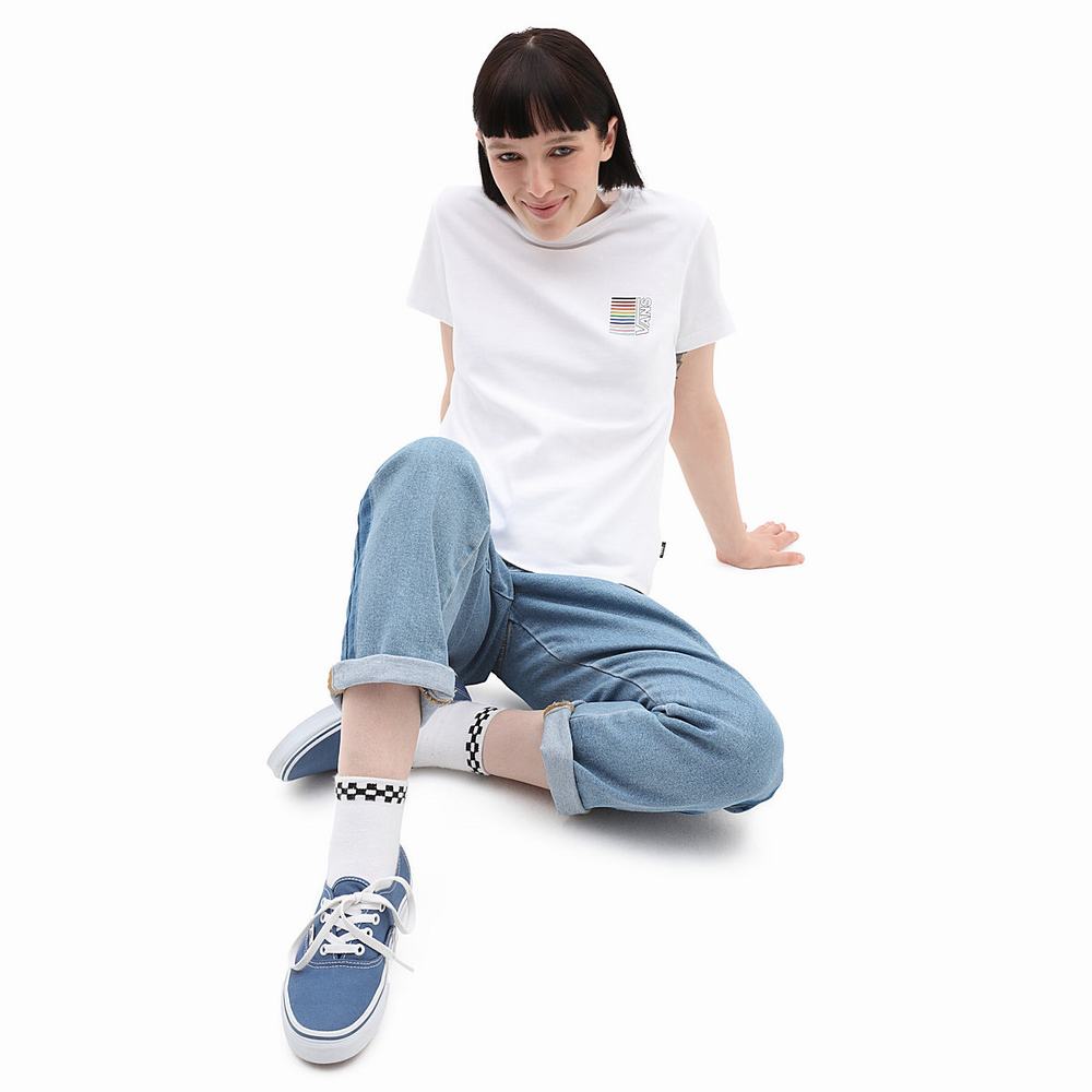 Women's Vans Pride 22 Crew T Shirts White | USA95861