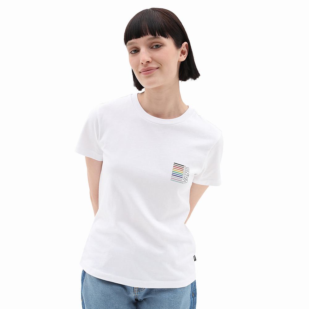 Women's Vans Pride 22 Crew T Shirts White | USA95861