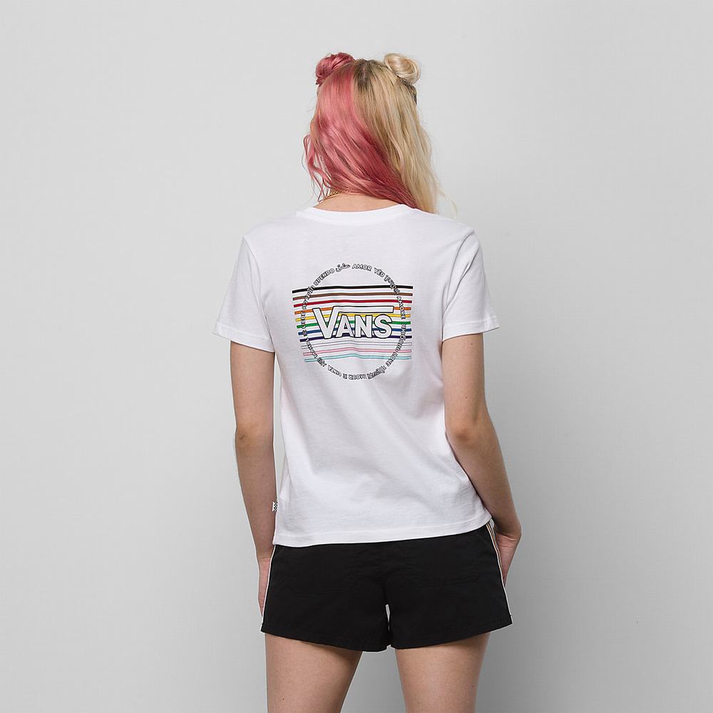 Women's Vans Pride 22 Crew T Shirts White | USA95861