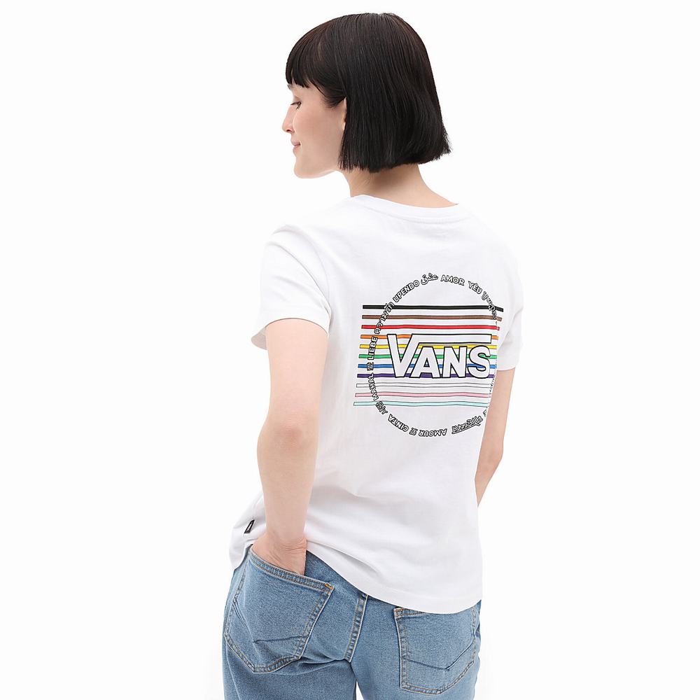 Women\'s Vans Pride 22 Crew T Shirts White | USA95861