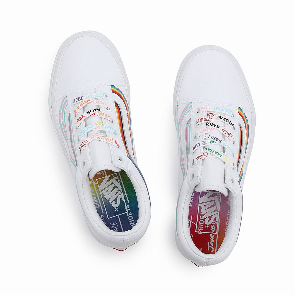 Women's Vans Pride Old Skool Sneakers White | USA69718