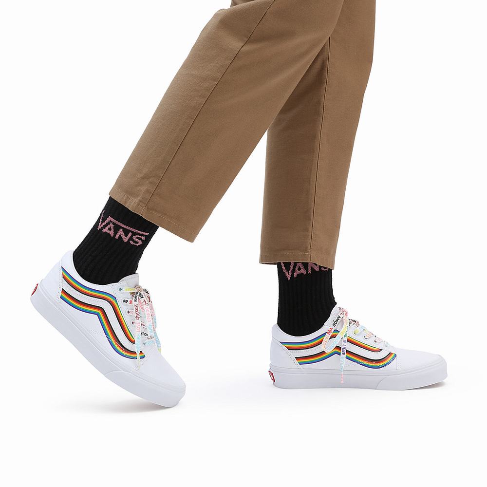 Women's Vans Pride Old Skool Sneakers White | USA69718