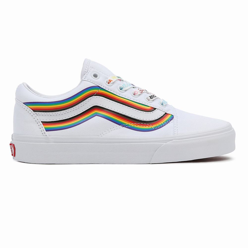 Women's Vans Pride Old Skool Sneakers White | USA69718