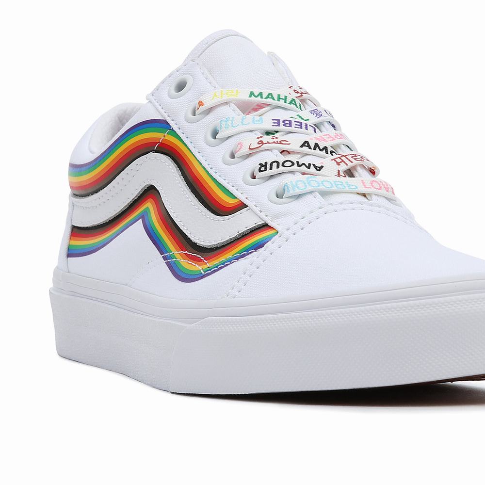 Women's Vans Pride Old Skool Sneakers White | USA69718