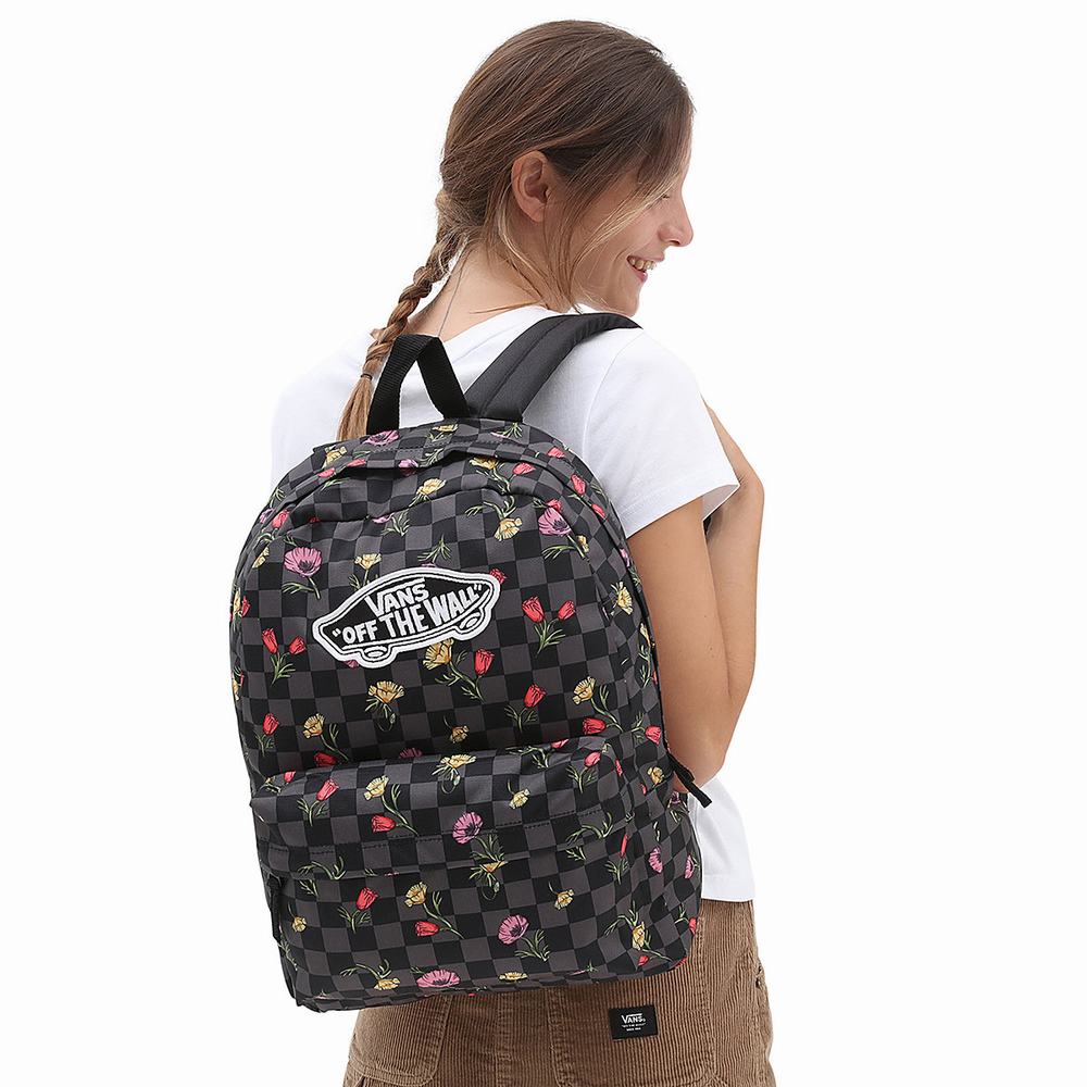 Women's Vans Realm Backpacks Black | USA74095