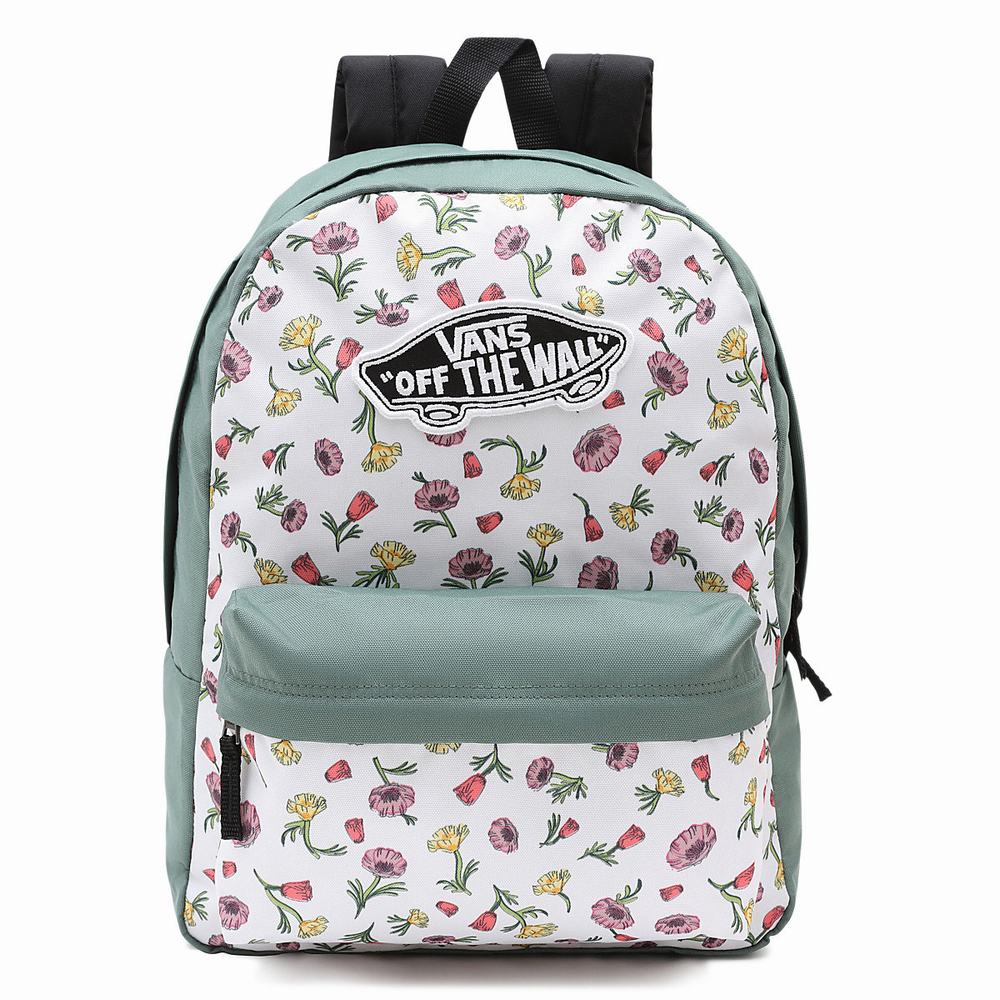 Women\'s Vans Realm Backpacks Green / White | USA37145