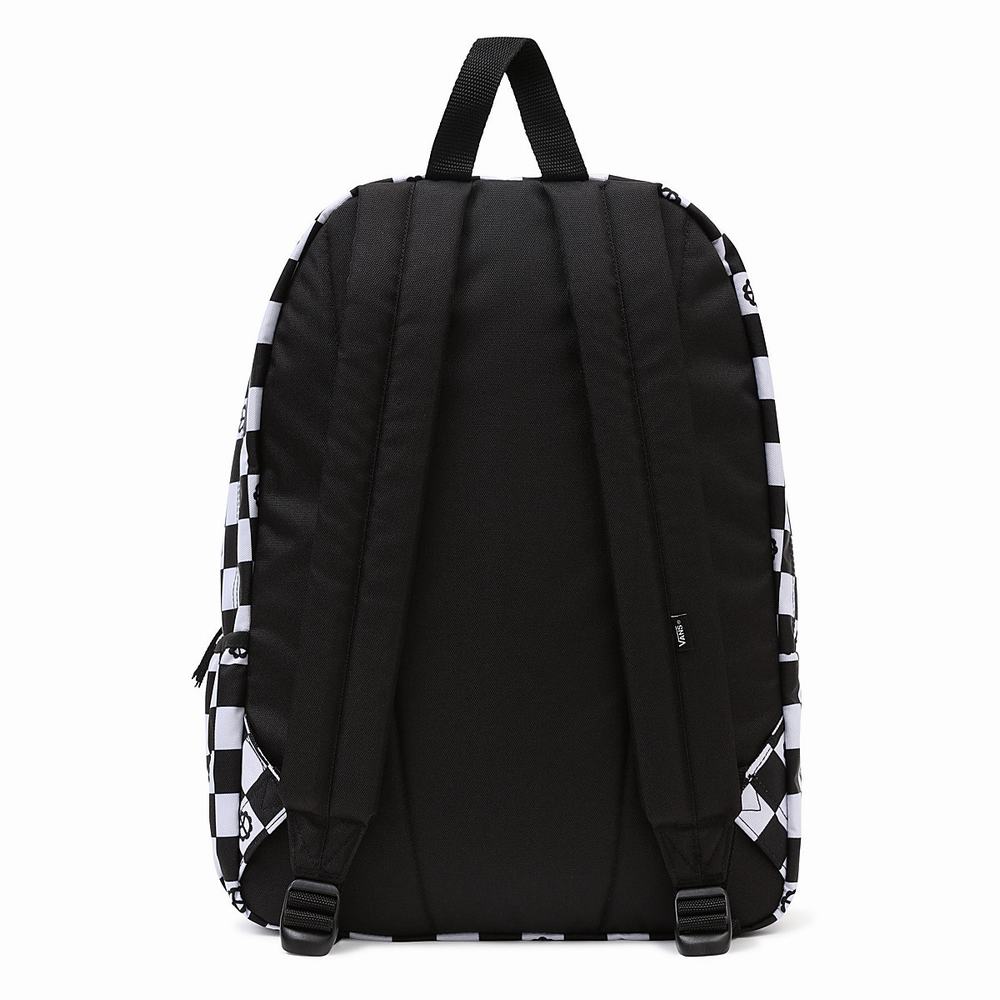 Women's Vans Realm Flying V Backpacks Black / White | USA16450