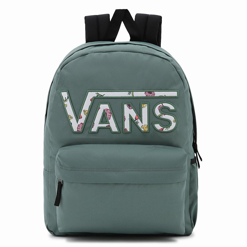 Women\'s Vans Realm Flying V Backpacks Green | USA23695