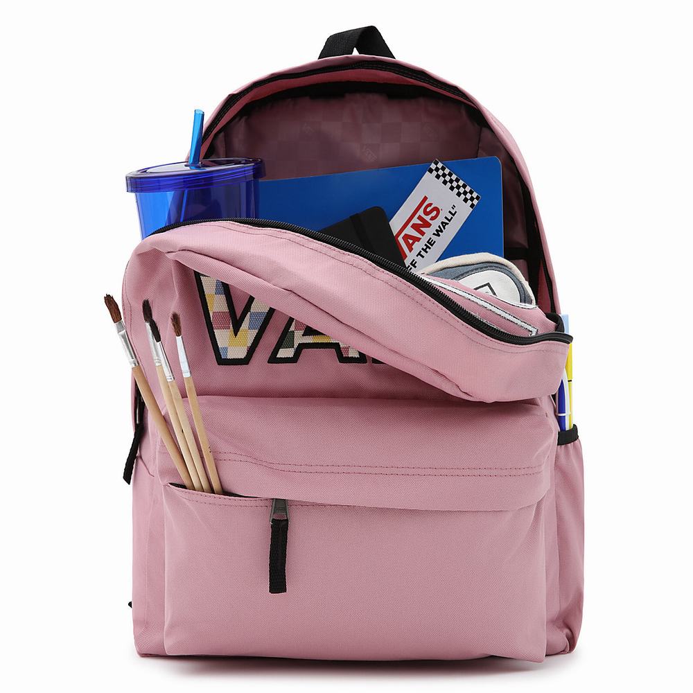 Women's Vans Realm Flying V Backpacks Pink | USA53028