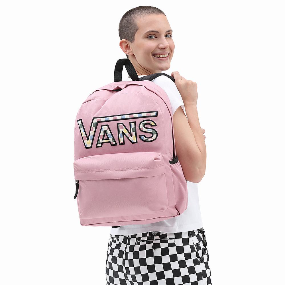 Women's Vans Realm Flying V Backpacks Pink | USA53028