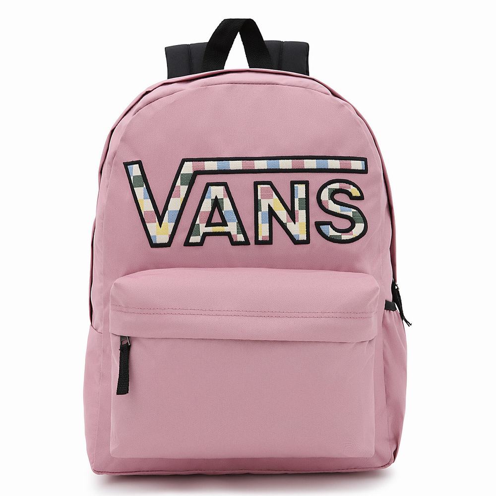 Women\'s Vans Realm Flying V Backpacks Pink | USA53028