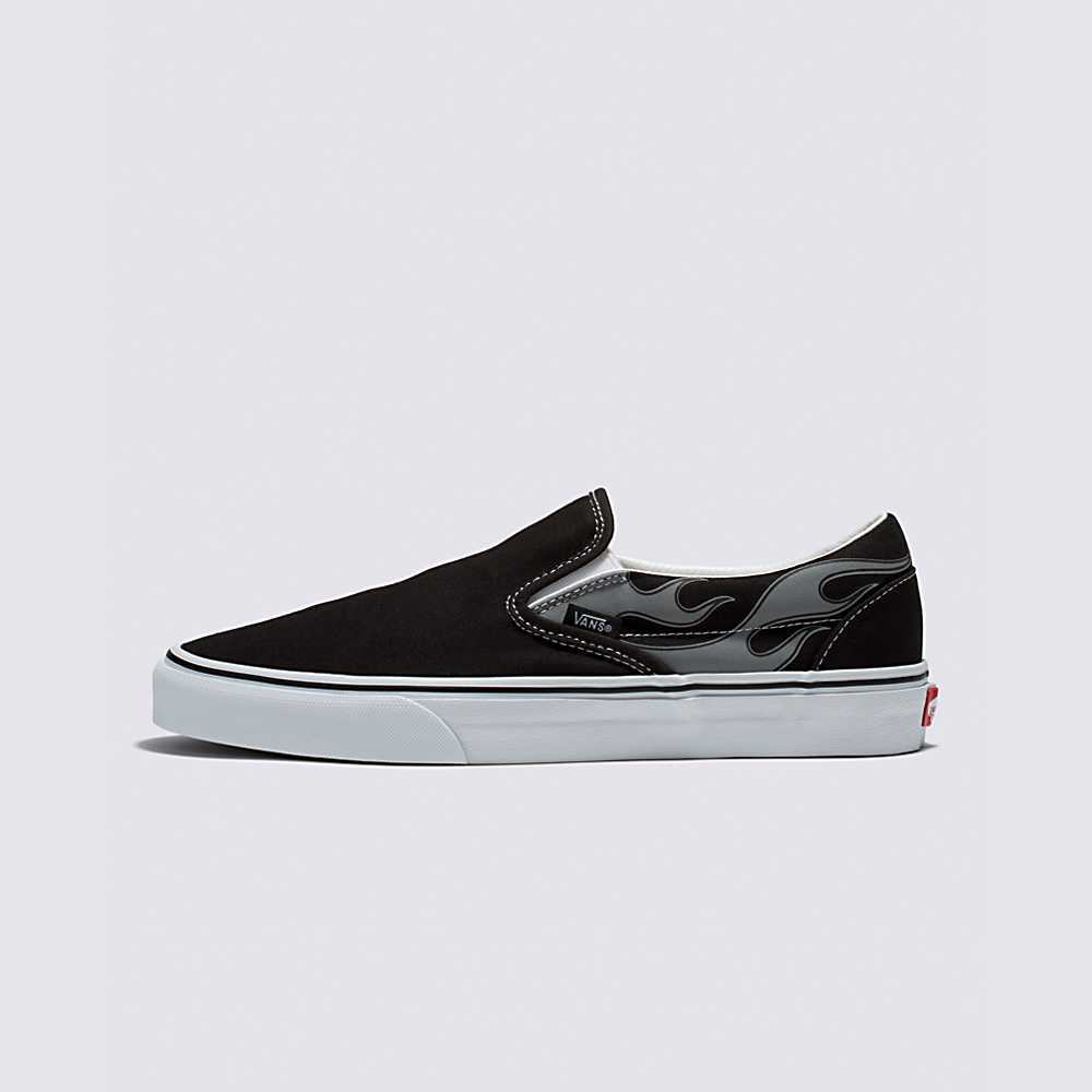 Women\'s Vans Reflective Flame Classic Slip-On Sneakers Black | USA29457