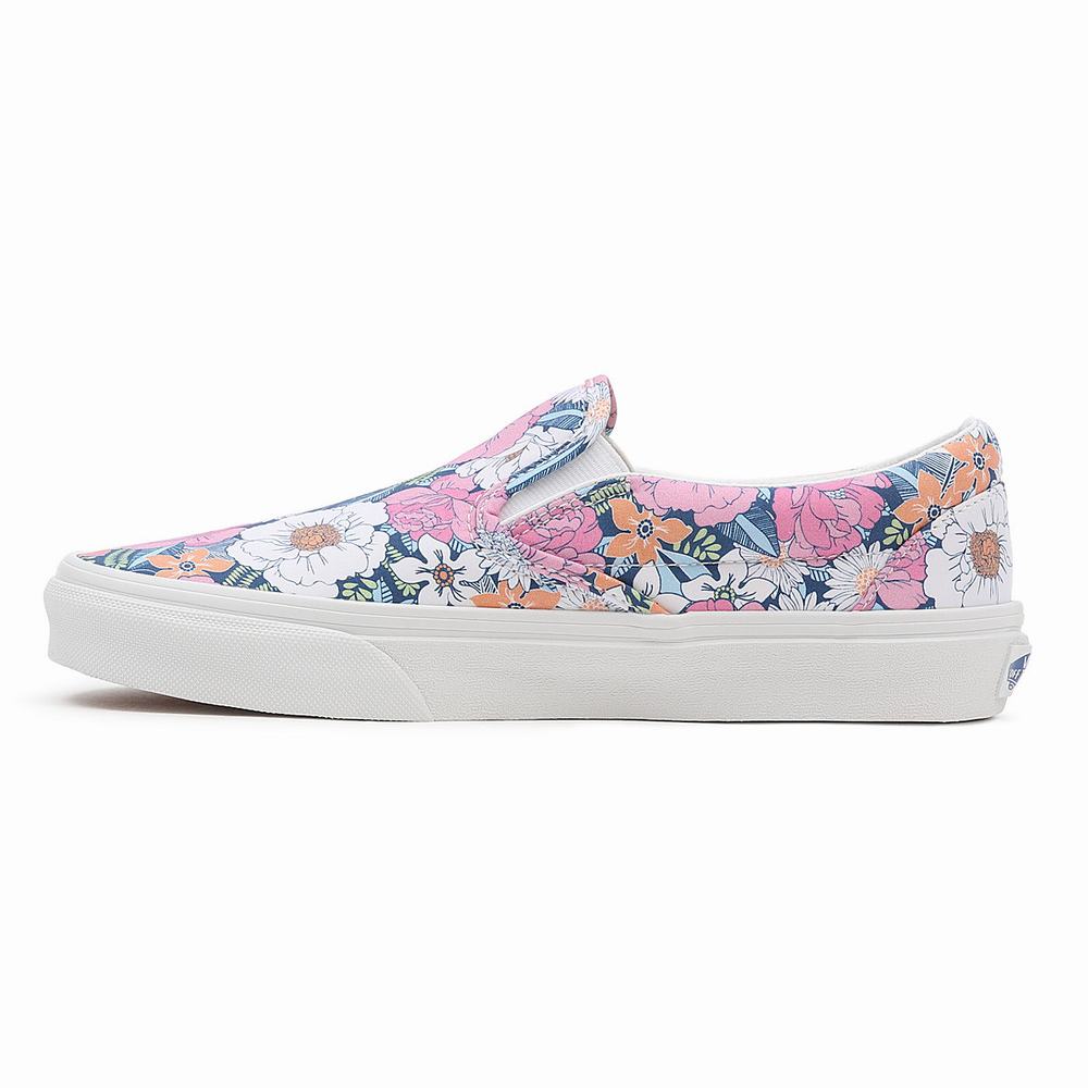 Women's Vans Retro Floral Classic Slip On Shoes Multicolor / Pink | USA76431