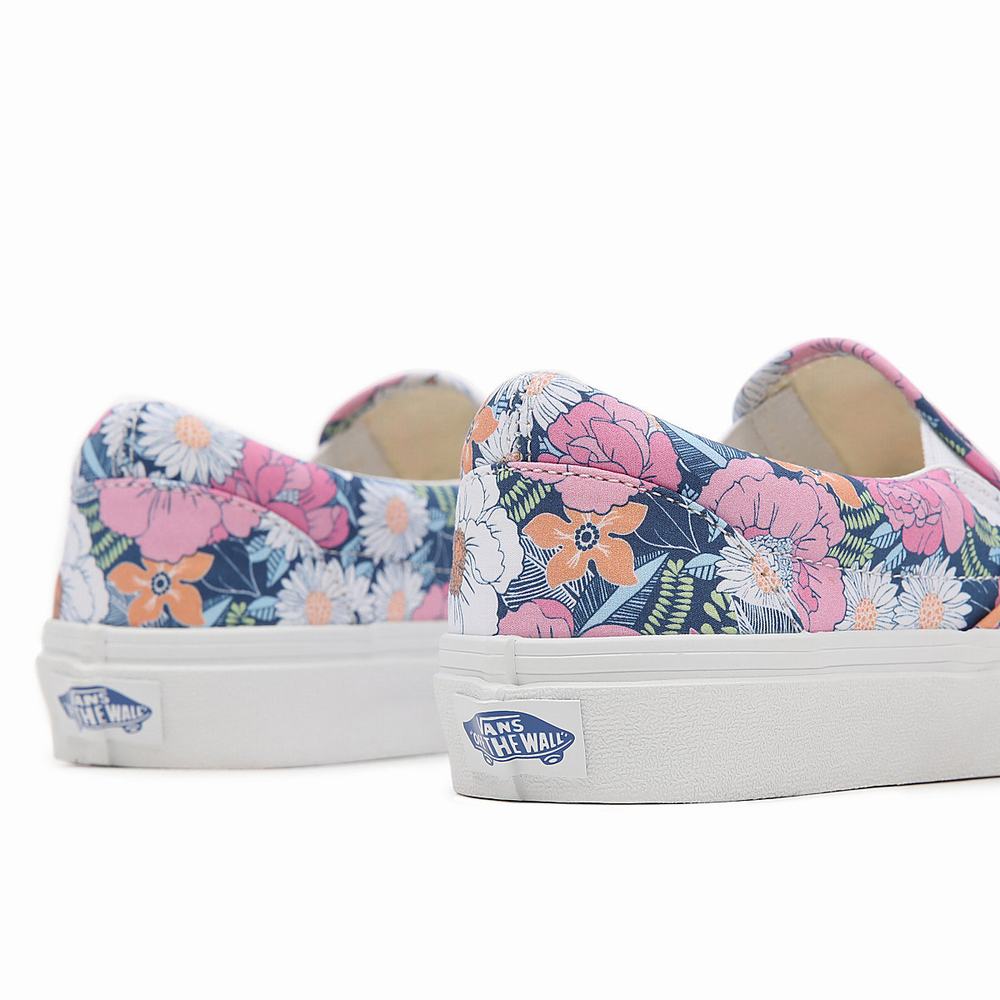 Women's Vans Retro Floral Classic Slip On Shoes Multicolor / Pink | USA76431