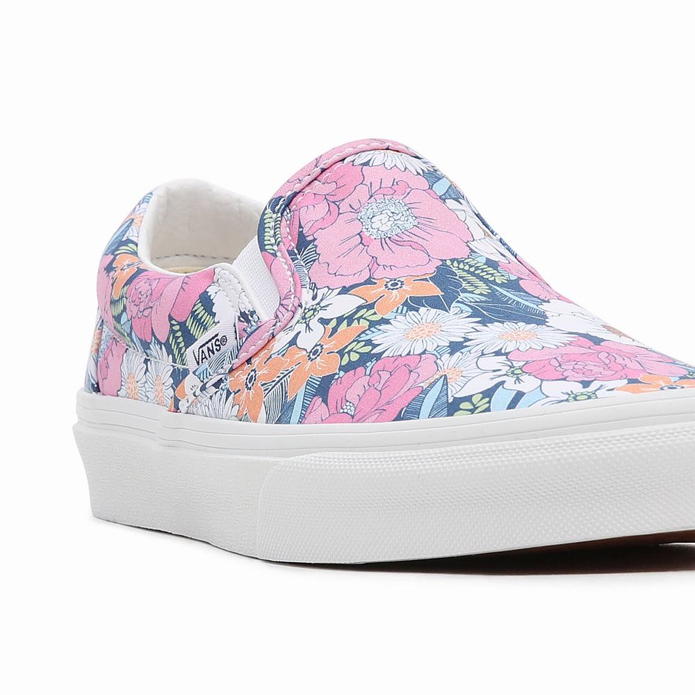 Women's Vans Retro Floral Classic Slip On Shoes Multicolor / Pink | USA76431