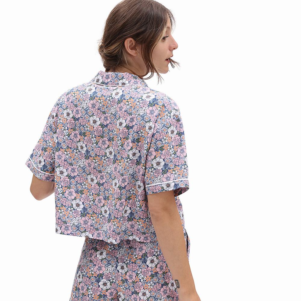 Women's Vans Retro Floral Woven Shirts Purple | USA48567