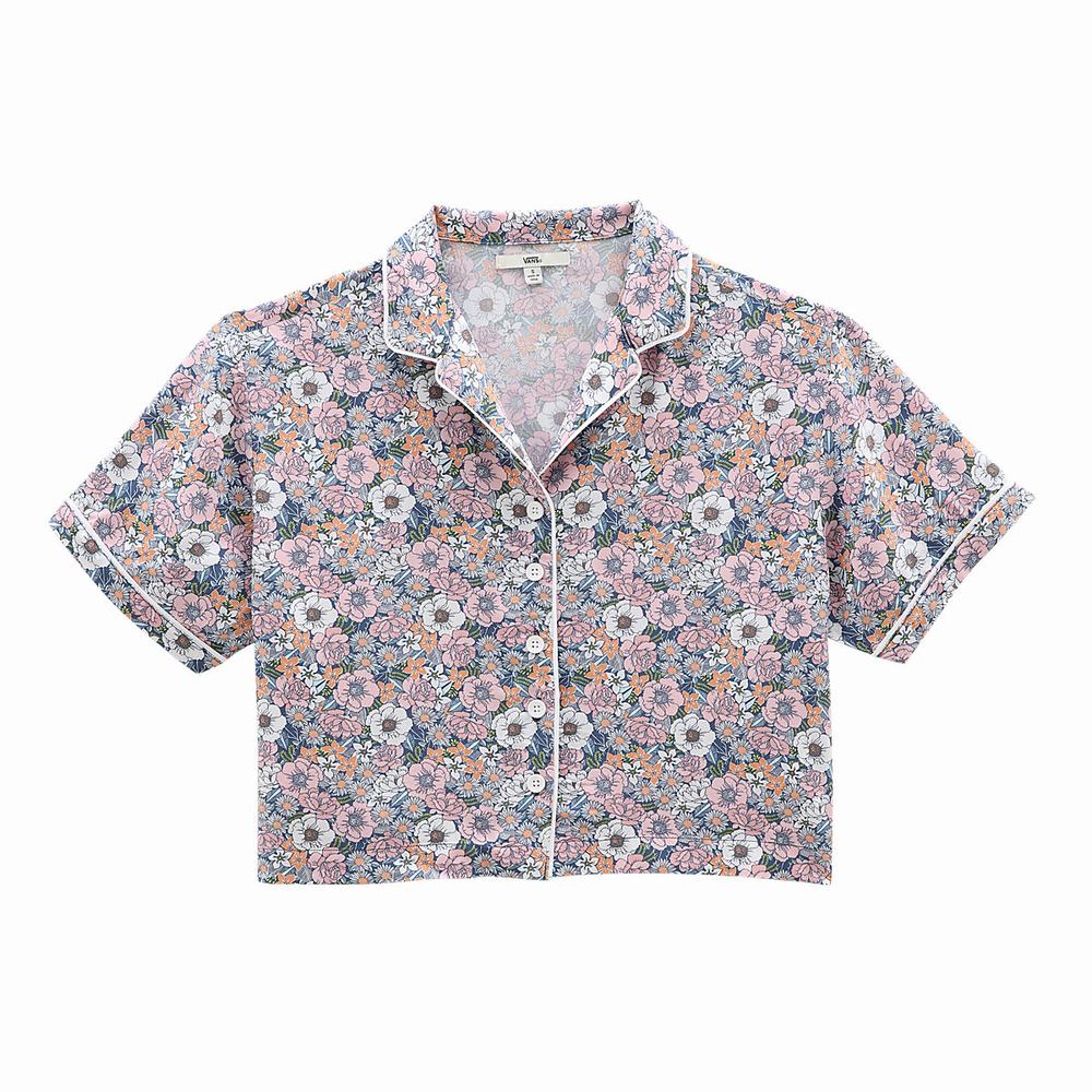 Women's Vans Retro Floral Woven Shirts Purple | USA48567