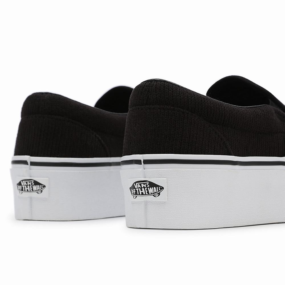 Women's Vans Rib Knit Slip-On Stackform Slip On Shoes Black | USA38720