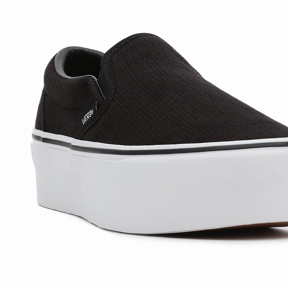 Women's Vans Rib Knit Slip-On Stackform Slip On Shoes Black | USA38720